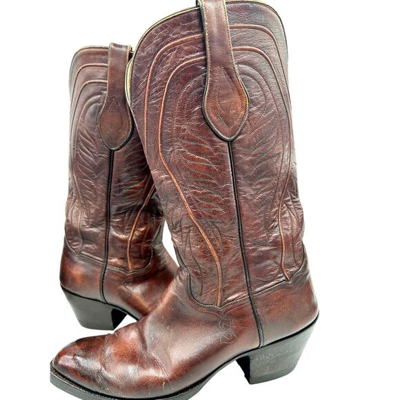 American Vintage Men’s Size 9 Brown Leather Western Cowboy Boots Hand Crafted